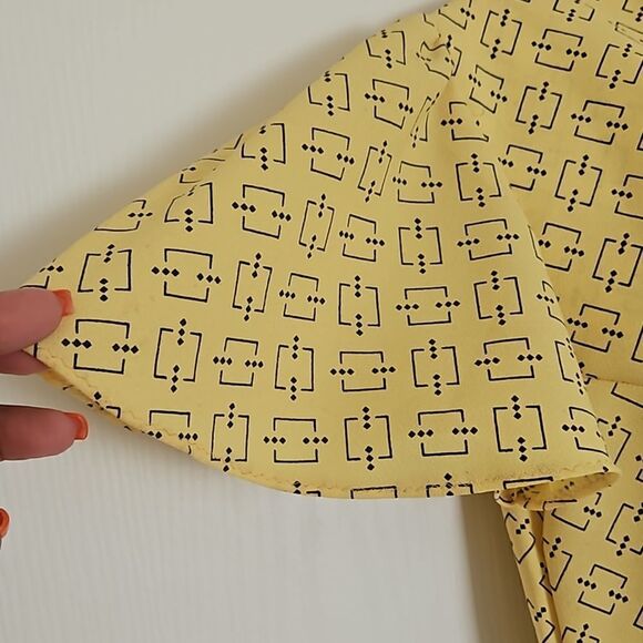 Vintage 1960s Custom-Made Women's Maxi Dress With Bell Short Sleeves Yellow Med - Picture 6 of 16